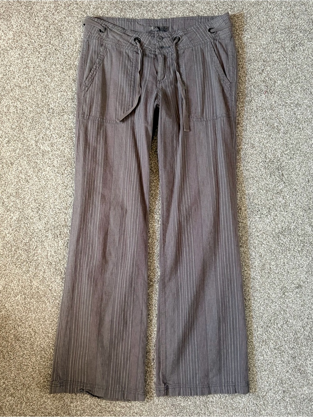 Gray PRANA ‘Steph’ Striped Linen Blend Lounge Boho Pants Sz 4